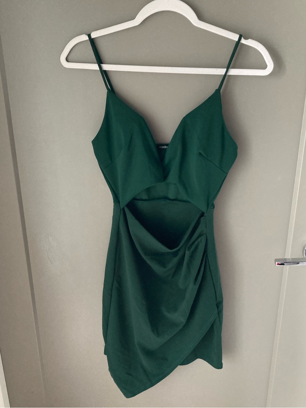 Fashion Nova Emerald Green Cutout Draped Mini Dress